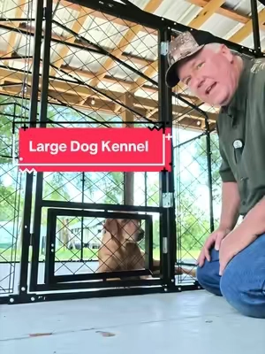 Heavy-duty outdoor dog kennel with a spacious walk-in design, reinforced metal frame, durable wire mesh, and secure double-locking door. Includes a waterproof, UV-resistant roof cover for shade and weather protection. Large dog run provides plenty of room for pets while allowing easy access for cleaning, feeding, and maintenance. #pets #chicken #farmlife #kennel #thrivingcountry 