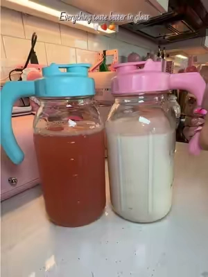 The prettiest glass pitchers🎀 #masonjars #glasspitcher #pitcher #glasscup #glassjar 