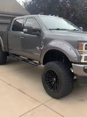 CROSSDESIGN TPE Floor Mats Fit For 17-26 F250/F350/F450/F550 Super Duty Crew Cab, Front Row Bucket Seats, All Weather Waterproof Unique Black #floormats #allweatherfloormats #waterprooffloormats #laserfitfloormats 