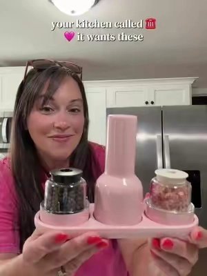 Cute enough to leave on the counter AND they work so good! 💕✨ These rechargeable salt & pepper grinders might be my new favorite little kitchen upgrade.  #TikTokShop #KitchenFinds #KitchenGadgets #PinkKitchen #HomeFinds