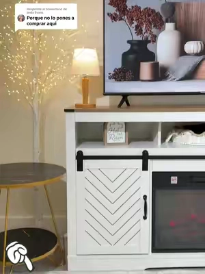 Respuesta a @linda Evans tvstand con chimenea incluida ✨🤍te llega en 2 paquetes se agota muy rápido 🔥👆#chimenea #tvstand #homedecor #fire #sala 