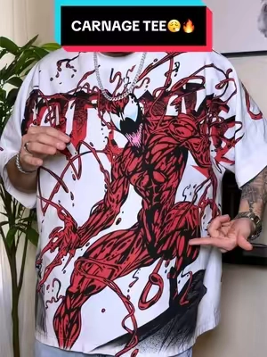 Easily one of the tuffest tees from Culture Kings 🔥 The off-white colorway with those insane front + back graphics goes CRAZY. Clean boxy streetwear look and selling fast for a reason. Super affordable + FREE shipping on orders over $60. 🥶🔥@Culture Kings #culturekings #carnage #venom #mensfashion #TikTokShopFinds 