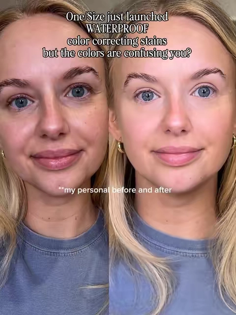 These color correcting STAINS from One/Size are absolutely incredible!!! They do not budge once they are on, they are not drying and they even have niacinimide to help improve fine lines and texture!!! Best makeup launches of 2026 so far!! #darkundereyes 