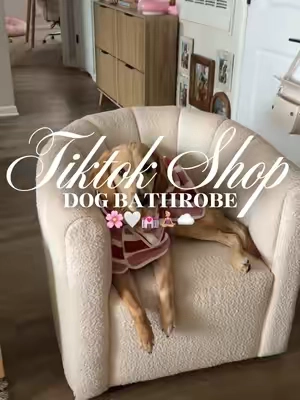 Dog bathrobe 🌸🤍💒🧘🏼‍♀️☁️#fyp #dogbathrobe #dogtowel #doggrooming #dogbath 