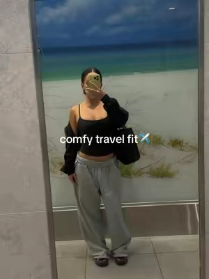 baggy sweats and a cute tank always gonna be my travel fit  #travel #traveloutfit #travelfit 