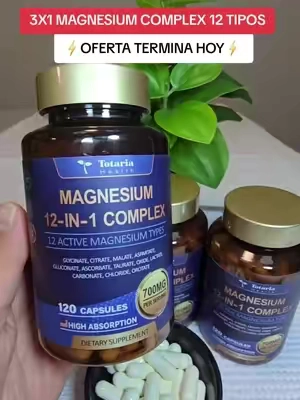 Magnesium Complex con 12 tipos de Magnesio de Totaria Health, mejora el sueño, la relajación, la calma, réduce el estrés, cuida tus músculos, tu corazón, tus huesos #magnesium #magnesiumcomplex #magnesiumbenefits #wellness #TikTokshopbacktoschool 