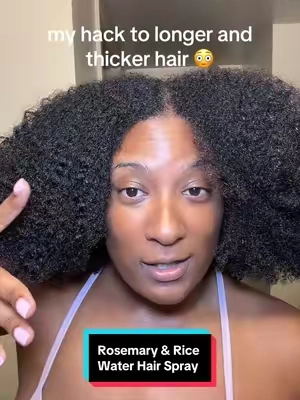 this Rosemary and rice water hair spray is so healthy and moisturizing to my hair 🤏🏾#Rosemary  #RiceWater #longhair #naturalhair #tiktokshopcreatorpicks 