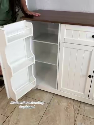 Modern Freestanding Cupboard/ Mueble con almacenamiento donde haré mi estación de café  #cupboard #tiktokshopsummersale #coffeebar 