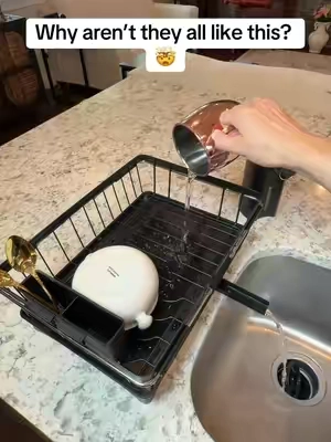 A dish rack that actually makes better use of your sink space 🙌 This expandable over-the-sink drying rack gives you plenty of room for plates, cups, utensils and kitchen tools while helping keep water and clutter off your countertop. #dishdryingrack #kitchenorganization #kitchenstorage #kitchengadgets #homeorganization over the sink dish rack expandable dish drying rack dish drainer kitchen drying rack sink organizer countertop dish rack kitchen organization dish storage rack