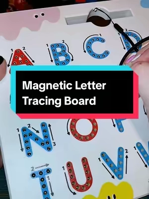 this magnetic letter tracing board is one of my 5yr olds favorite toys. It's a fun way for her to practice recognizing & writing her letters.  #educationaltoys #preschoolprep #preschoollearning #toddlerlearning #tiktokshopcreatorpicks 