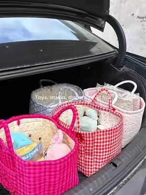 Okay but…why is this the cutest storage basket ever?#caressentieals #cutestorage #carorganization #carmusthaves #momhack 