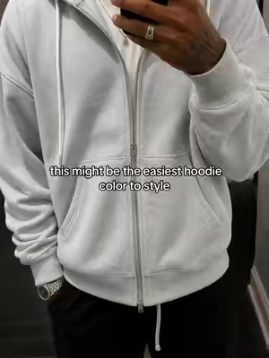 light grey really goes with everything #greyhoodie #ziphoodie #menshoodie #streetwear #fitcheck 
