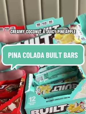 These pina colada protein bars are limited edition and they’re selling out fast 🔥 @Built Bar #proteinbar #builtbar #pinacolada #limitededition 