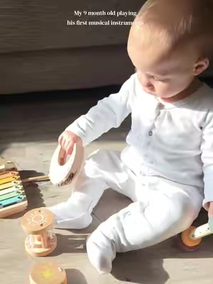 This set is so dreamy and he loves the sounds everything makes! I love that he will be able to play with it for a long time too!   #montessori #woodentoys #babydevelopment #montessoritoys #musictoy 