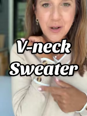 V-neck sweater with button cuffs by @WIHOLL budget friendly! #vnecksweater #budgetfashion #fashionover50 #TikTokshopbacktoschool #tiktokshopcreatorpicks 