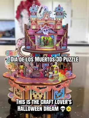 A Día de los Muertos-inspired 3D puzzle, music box, and decoration all in one 💀🌼 #3dpuzzle #diycraft #craftlover #halloweendecor #diadelosmuertos @Tonecheer US Shop 