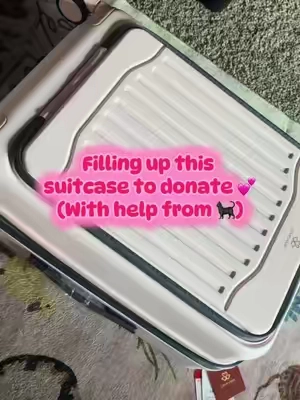 Got this suitcase free from TikTok and filled it with stuff to donate 💕 #suitcase #pinksuitcase #donations #donating #pinkbag 