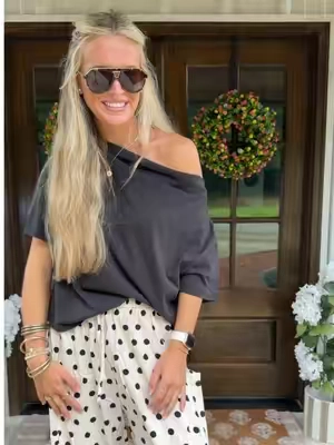 Loooove these wide leg polka dot pants! So lightweight and flowy! These are going to be so cute for fall #tiktokshopcreatorpicks #polkadotpants #falloutfit #tarsepants #backtoschooloutfit 