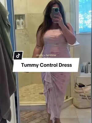 I’m 5’6 195 lbs wearing an XL💞 #femininestyle #babyshowerdress #bridalshowerdress #midsizefashion #assymetricaldress 