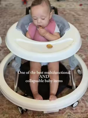 What parent doesn’t love something that’s multifunctional!?! And collapsible for easy storage and small spaces! This baby walker/saucer has been a hit at our house. 👶🏽 #babiesoftiktok #babyfinds #babywalker #babymusthaves #babywalking 