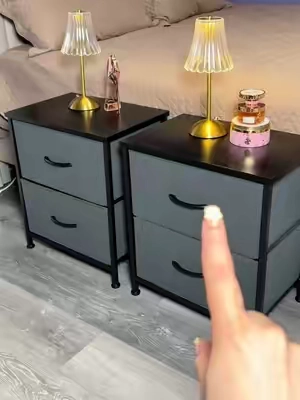 @Sweetcrispy Official #nightstand #mesitasdenoche #furniture mesitas de noche con 2 gavetas de tela estructura metálica, tapa de madera ideales para dormitorio, sala u oficina 