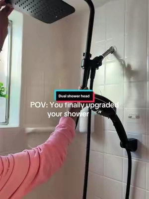 Best upgrade ever 🚿🫧#Ryamen Dual Shower Head Combo, 8" High Pressure Rain/Rainfall Shower Head, 5 Settings Adjustable Handheld Showers, with 15" Height Adjustable Slide Bar,Holder/Hose, Angle Adjustable, high pressure showerhead, tiktok shop showerhead