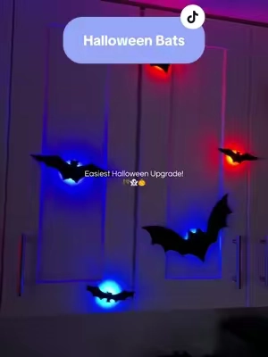 These 3D bat lights instantly turn any wall into the perfect spooky setup. Easy to stick up, lightweight, and such a fun Halloween touch! 🦇✨ #HalloweenDecor #SpookySeason #TikTokShop #HomeDecor #FallFinds