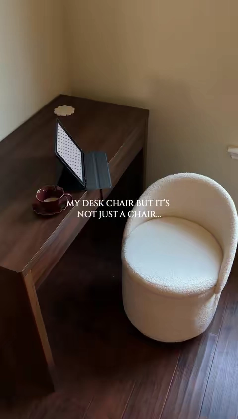 No because why is this my favorite corner of my house!? The perfect desk or vanity chair! I have the cow print one for my vanity and I love it to store hair tools in! I can store my chargers, laptop and tablets, and notebooks in it! So multifunctional! Storage Ottoman Swivel Chair. Vanity Desk Chair. Office Desk Chair. #chair #ottoman #vanitychair #deskchair #storagechair 