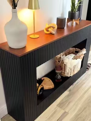 This little entryway setup makes such a difference! It adds style without taking up a ton of space and gives you the perfect spot to decorate or drop your everyday essentials. #EntrywayDecor #EntrywayIdeas #HomeDecor #EntrywayTable #HomeFinds 