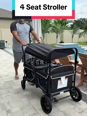 The 4 seat stroller is perfect for those parents with twins or a few toddlers! #stroller #babystroller #babyshowergift #wagon #wagonforkids 