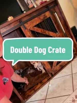 A dog crate that actually looks like it BELONGS in the living room?! 🐾🤎 Functional for them, pretty for me 🙌 #DogCrate #DogCrateFurniture #DogKennel #DogOwners #PetMustHaves