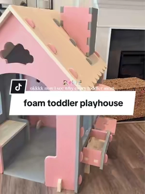 The toddler playhouse all the moms are getting 🤎 such a cute way to encourage screen-free play, pretend play, and independent play while giving mom a few minutes to herself. This soft foam playhouse is perfect for toddlers, playrooms, and indoor play 🏡✨ #toddlerplayhouse #foamplayhouse #toddleractivities #screenfreeplay #independentplay 
