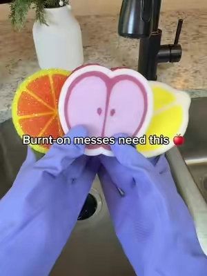 Not every mess should be cleaned with the same sponge 🍋🍎🍊 These fruit-shaped scrub sponges make it easy to grab the right level of scrubbing power for dishes, cookware, counters, sinks and everyday kitchen cleanup. Cute enough to leave by the sink and actually useful for tackling different kinds of messes. #kitchencleaning #scrubsponges #cleaningessentials #kitchenmusthaves #homecleaning kitchen scrub sponge scrub sponge for dishes heavy duty scrub sponge scratch free sponge dishwashing sponge kitchen cleaning supplies cookware cleaning sponge sink cleaning sponge everyday kitchen cleaning