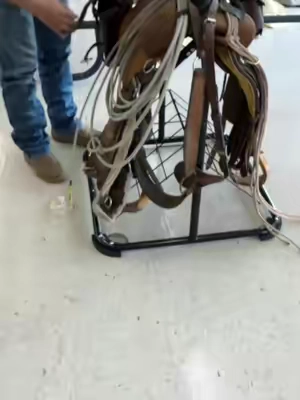 3 tiered portable saddle rack #saddlerack #portablesaddlerack #tackroom #saddleholder #horsetok 