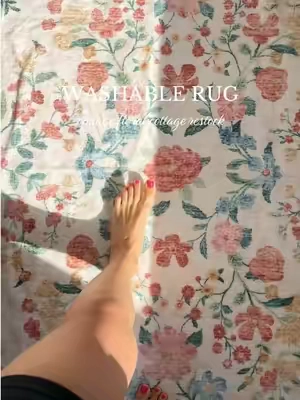 the most beautiful washable rug at this price?! they finally restocked this one & I grabbed it sooo fast. ✨🌷🕯️🪴#washablerug #neutralrug #arearug #rugs #rugsoftiktok 