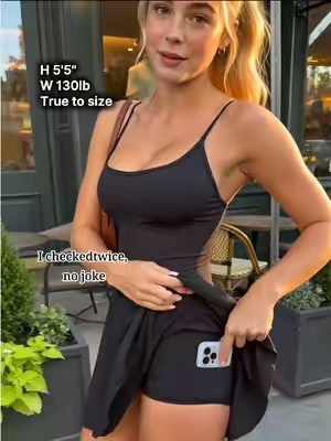 This dress has a secret feature I wasn’t expecting 😍 The built-in shorts and hidden pocket make it perfect for everyday wear. #tennisdress #summeroutfit #dresshaul #TikTokFashion #affordablefashion