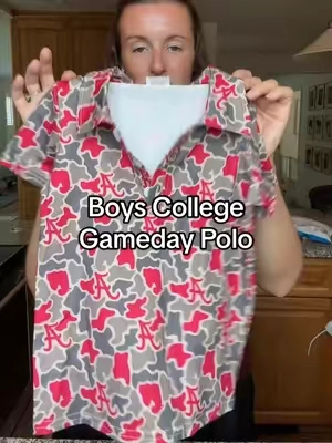 cutest boys game day football polo if you’re a college fan 🏈 #boysclothes #footballpolo #CollegeFootball #toddlerclothes #toddlerboyfashion 