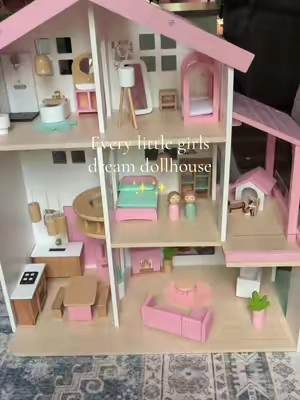 I can’t believe how much stuff this dollhouse comes with ✨ #dollhouse #woodendollhouse #christmasgiftforkids #giftsforkids #tiktokshopcreatorpicks 