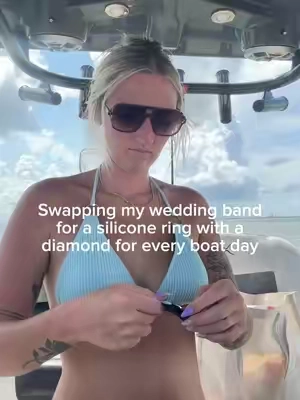 My husband spent too much $$$ for me to take the risk @Rinfit Rings #siliconering #boatday #bridesoftiktok #wivesoftiktok 