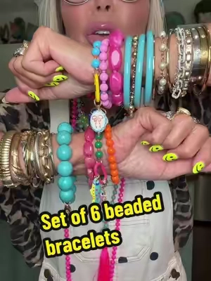 Set of 6 Cute, affordable colorful beaded bracelets #bracelet #braceletstack #jewelry #beadedjewelry 