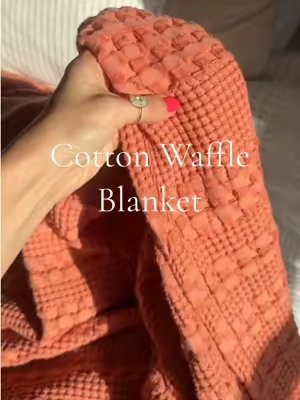a beautiful 100% cotton waffle blanket at THIS price?! I just had to have it in multiple colors. I’ll never stop yapping about this one. #cottonblanket #affordablebedding #beddingdecor #blanket #cozyseason @PHF 