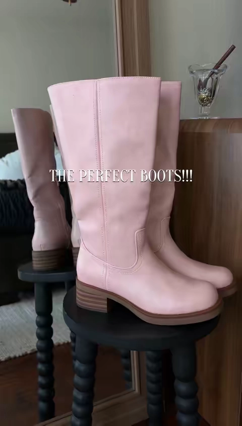 Okay but how adorable are these knees high boots! They have so many pretty colors for Fall outfits! I need the banana  pair too! Denim on denim or denim shirts and lace shorts are such cute outfits for these! Fall Boots. Knee Hugh Boots Outfits. Cute Boots for Fall. #pinkboots #boots #bootsoutfits #fallboots #fallfashion 