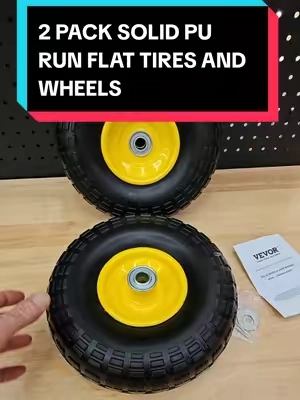 VEVOR 2 PACK RUN FLAT TIRES AND WHEELS, 400 LB WEIGHT CAPACITY, SOLID PU RUN FLAT TIRES, FLAT FREE TIRES. #runflattires #runflattire #tiktokshopcreatorpicks #TikTokshopbacktoschool #backtoschool @Haidee_Collab @CreatorCollab_Mabel @VEVOR Outdoor Store @VEVOR Store 