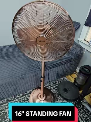VEVOR 16" PEDESTAL FAN, OSCILLATING, 3 SPEED MODES, COPPER COLOR, ALL METAL CONSTRUCTION, ADJUSTABLE HEIGHT, TILTS, FLOOR STANDING FAN. #floorstandingfan #floorfan #pedestalfan #tiktokshopcreatorpicks #TikTokshopbacktoschool @Haidee_Collab @VEVOR Store @CreatorCollab_Mabel 
