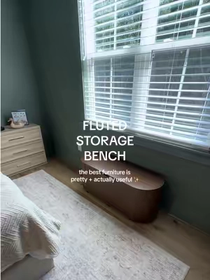 A storage bench that actually looks like part of the decor 🙌 And you can move it around every so easily because it’s on wheels. The fluted detail gives it such a clean, modern look, and the hidden storage makes it easy to use in a bedroom, entryway, living room or at the end of the bed. Perfect for anyone decorating a home and wanting pieces that are both pretty and practical. #storagebench #homedecor #bedroomfurniture  #tiktokshopfind #homefurniture @giratreestore 