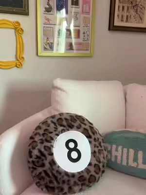 lucky 8 🎱 #8ball #leopardprint #throwpillow #dopaminedecor 