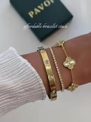 obsessed #pavoi #bracelet #cloverbracelet #braceletstack #tennisbracelet 