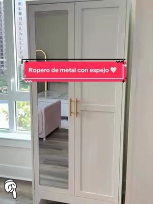 La solución perfecta para guardar toda tu ropa de cama ✨💯ropero de metal con tubo y 2 repisas regulables 🤌🏃🏻‍♀️calidad 1000/10 ya incluye su espejo de cuerpo completo #metal #ropero #wardrobe #clothes #organizedhome 