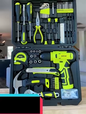 The SEESE 126-piece tool kit gives you a complete setup for DIY projects, home repairs, furniture assembly, and everyday jobs. It includes an 8V cordless drill, screwdrivers, bits, sockets, hex keys, pliers, a hammer, measuring tape, and more—all organized in a convenient storage case. Whether you’re building, fixing, or working around the house, this kit puts a ton of useful tools in one place.  #SEESE #ToolKit #DIYTools #HomeImprovement #PowerTools