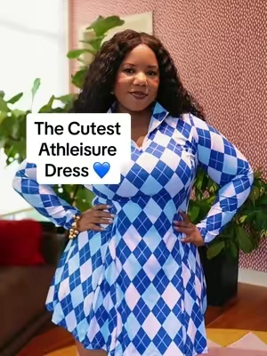 When you want to look put together without actually putting together an entire outfit. This athleisure dress is giving sporty, cute AND comfortable. I added sneakers, crew socks and a hat and called it a day. Would you wear the argyle print or go solid? 👀👇🏾 #AthleisureDress #CurvyFashion #CurvyStyle #AthleisureStyle #sportystyle 